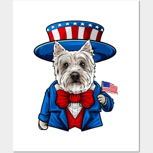 Fourth of July Westie Posters and Art